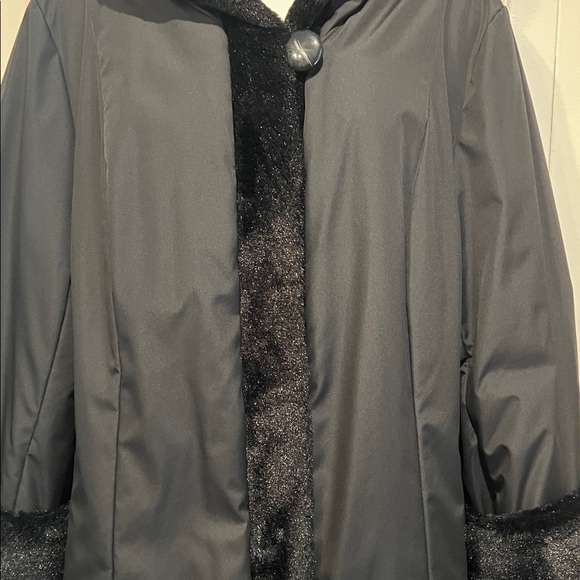 Guillaume Black Hooded Faux Fur Lined Coat Size L - Picture 3 of 15